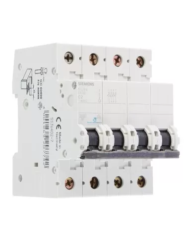Disjoncteur Siemens 5sj64027, 4 pôles, 2 A, 6 kA, courbe C